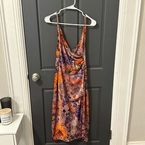 Satin floral midi dress